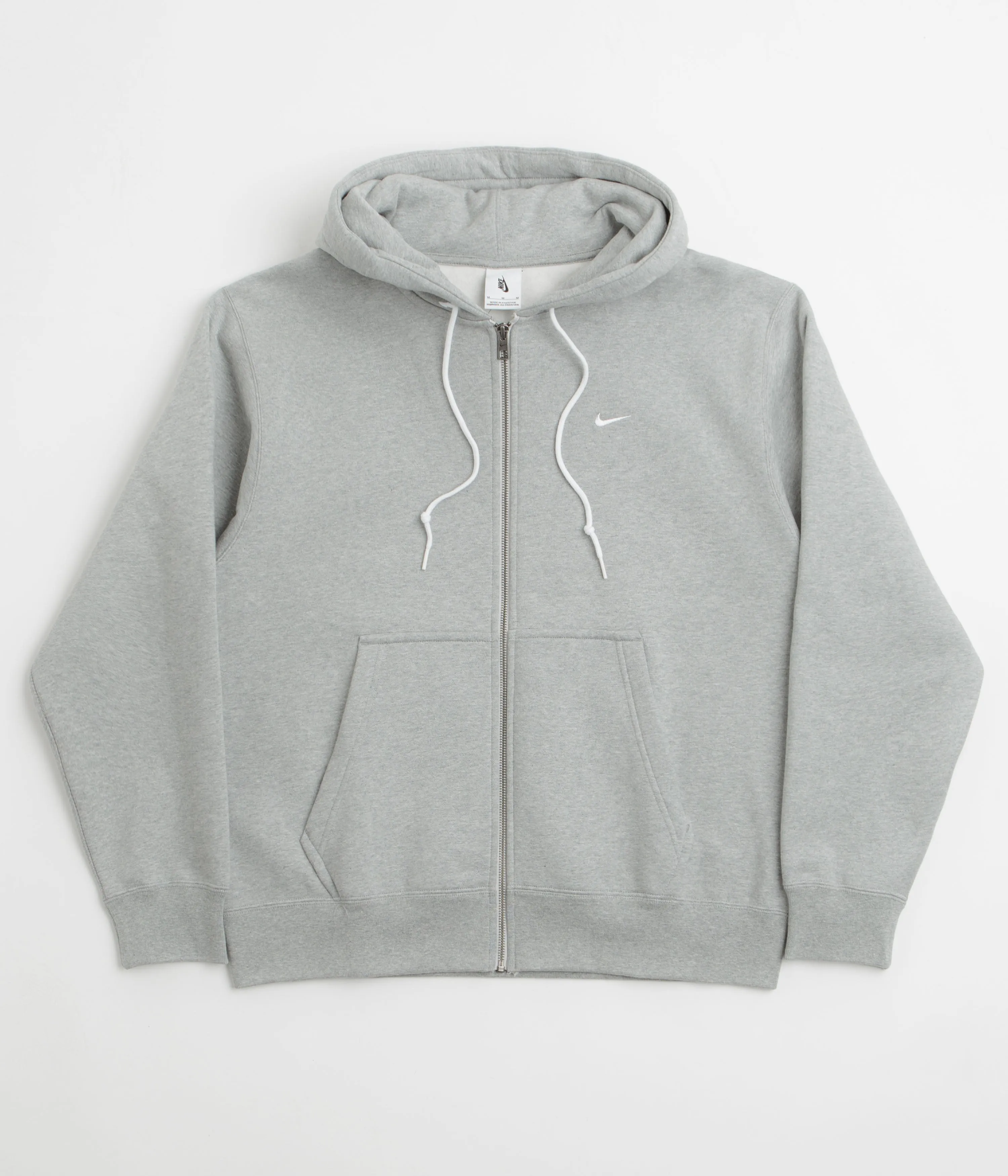 Nike Solo Swoosh Full Zip Hoodie - Dark Grey Heather / White Nike Sportswears