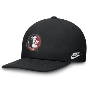 Nike Vault Seminole Logo Dri-fit Pro Structured Adjustable Square Bill Cap - Black
