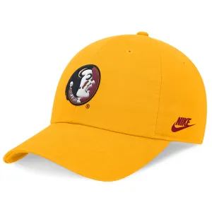Nike Vault Seminole Logo Dri-fit Unstructured Adjustable Club Cap - Gold