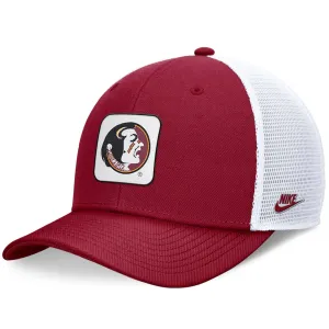 Nike Vault Seminole Logo Patch Rise Structured Adjustable Trucker Cap - Crimson/White Nike Hats