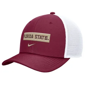 Nike Youth Florida State Adjustable Dri-fit Rise Structured Trucker Cap - Garnet/White Nike Hats