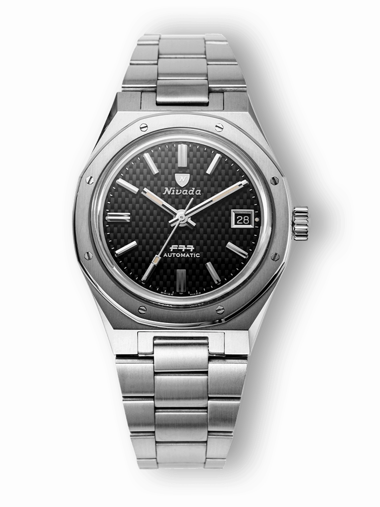 Nivada Grenchen F77 Black With Date Men's Automatic Watch