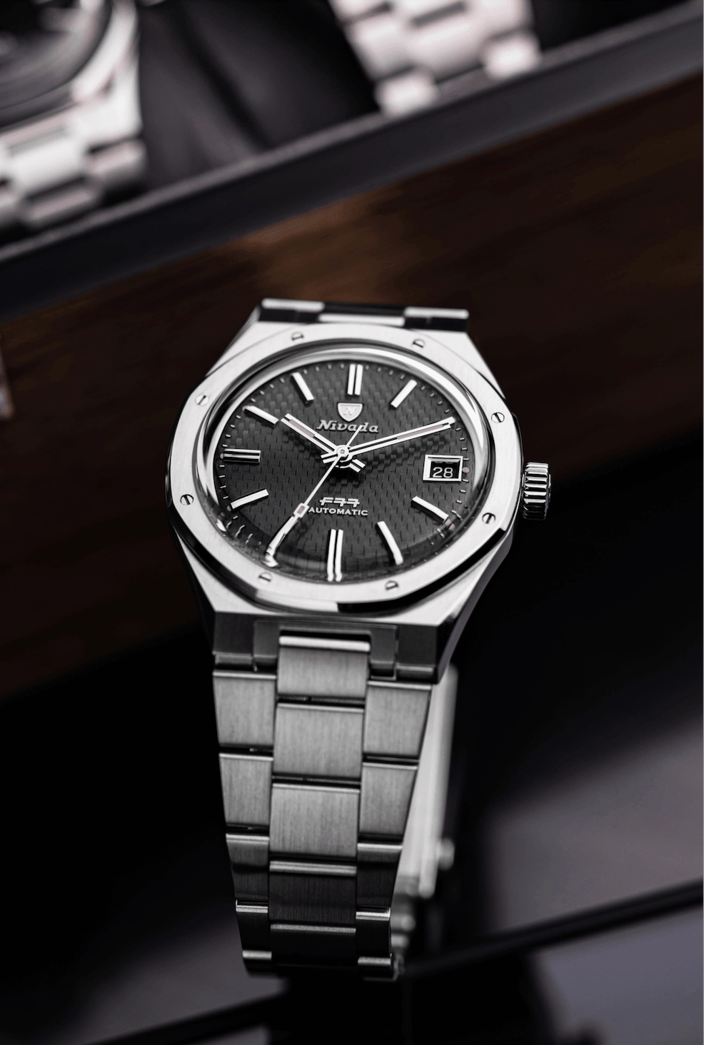 Nivada Grenchen F77 Black With Date Men's Automatic Watch