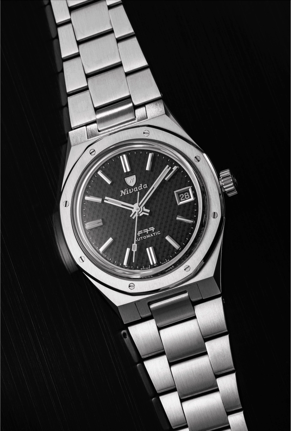Nivada Grenchen F77 Black With Date Men's Automatic Watch