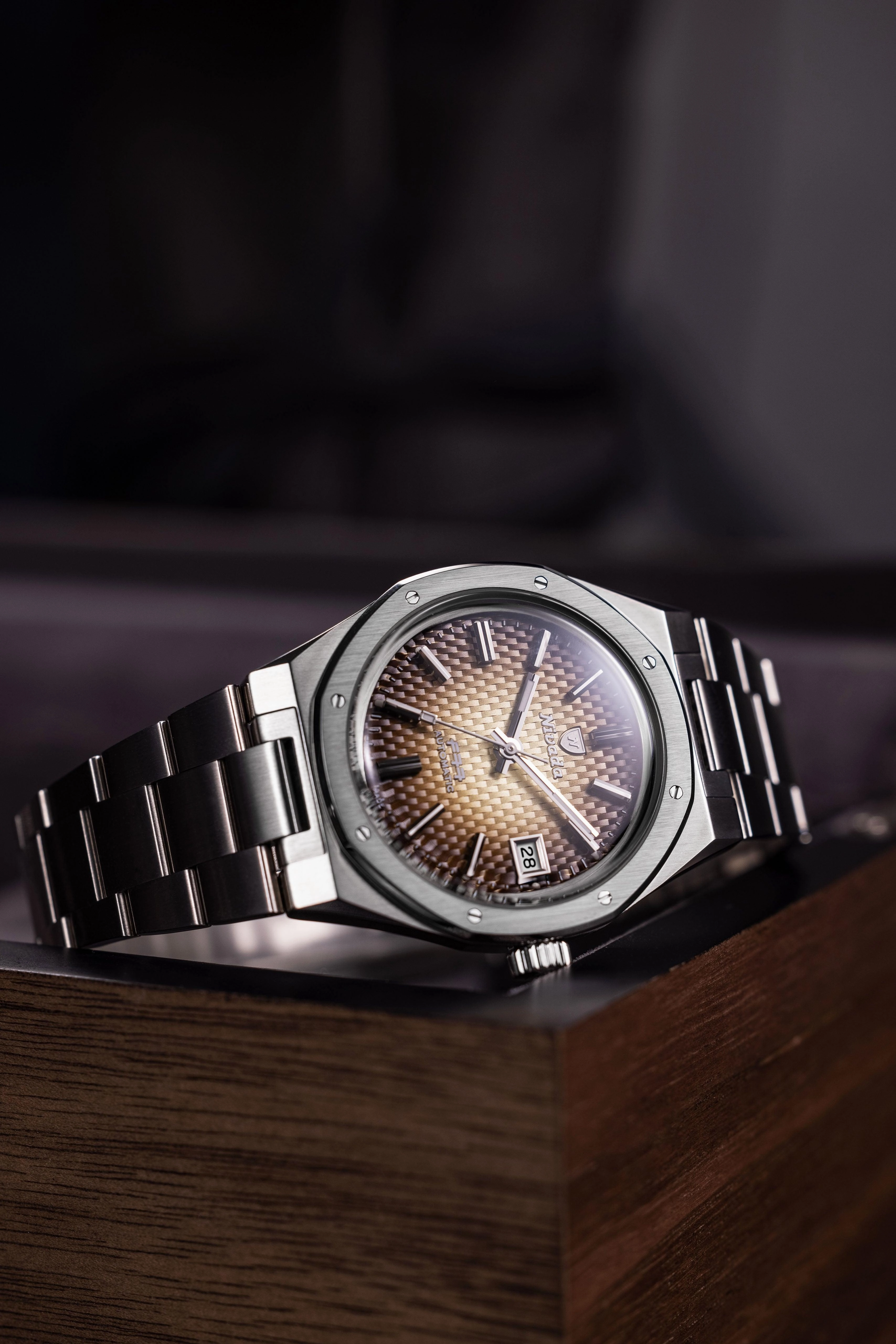 Nivada Grenchen F77 Brown Smoked with Date Men's Automatic Watch