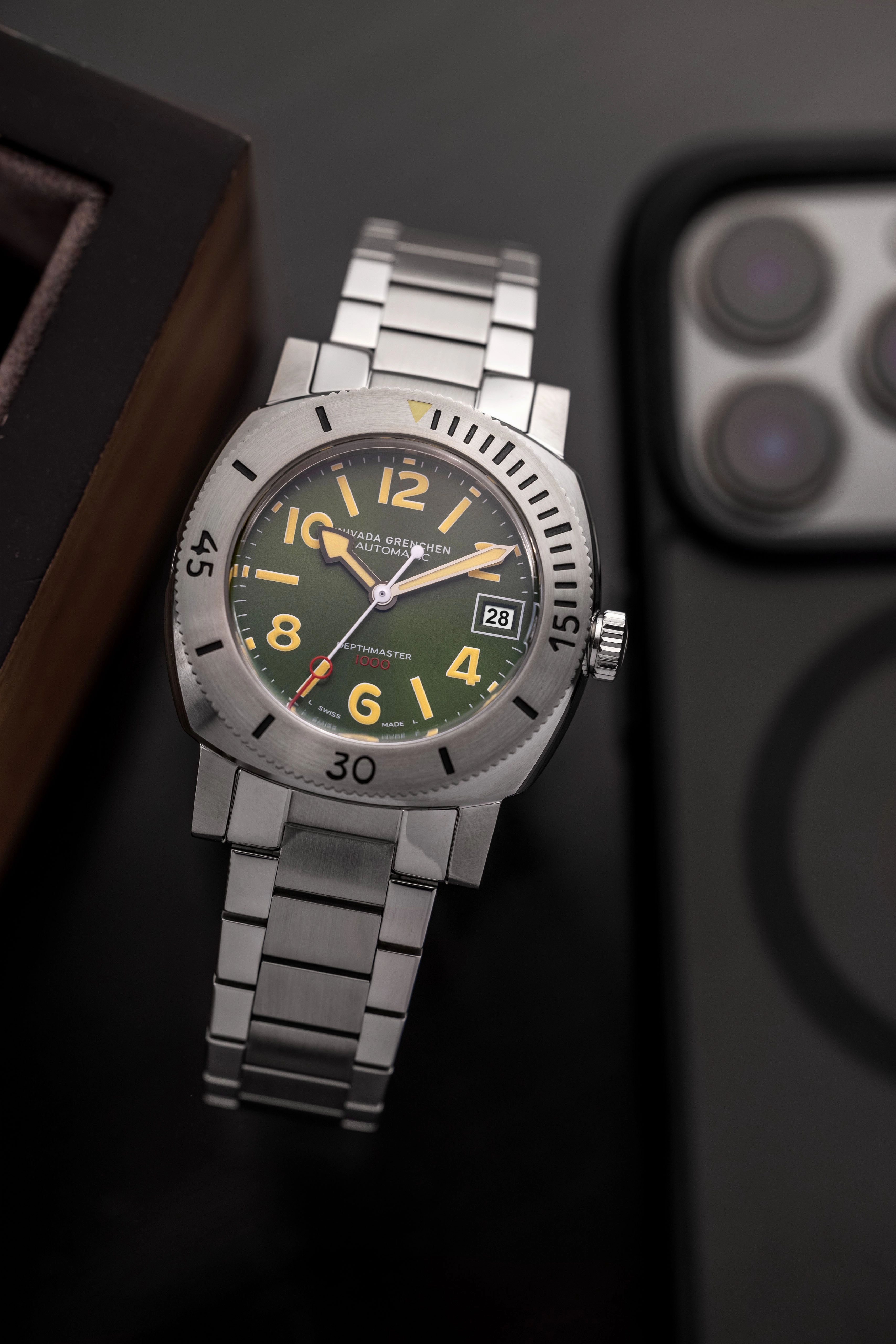 Nivada Grenchen Numerals Date - Depthmaster - 14103A Men's Automatic Watch