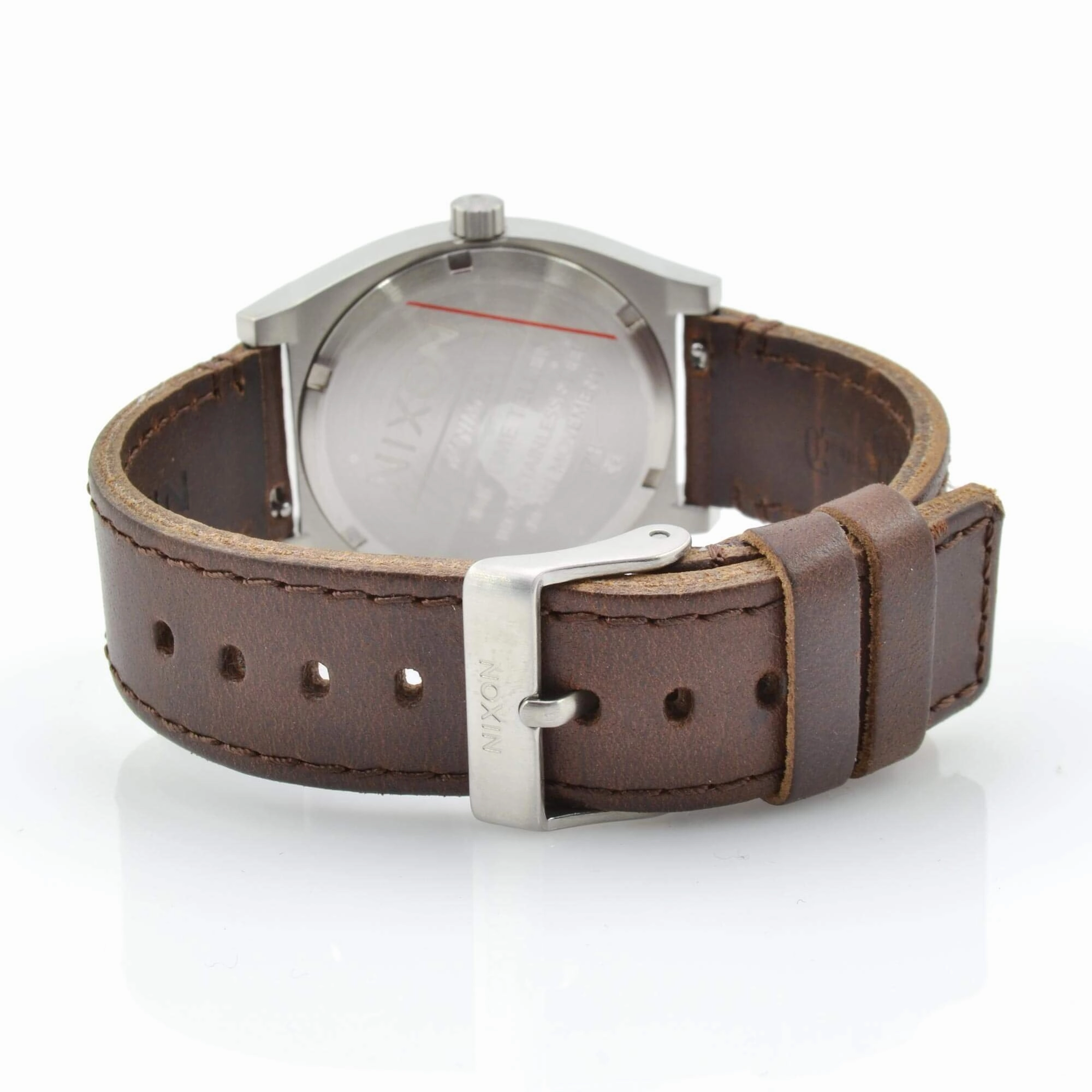 Nixon Unisex Watch - Time Teller Silver Tone Dial Brown Leather Strap | A11372872