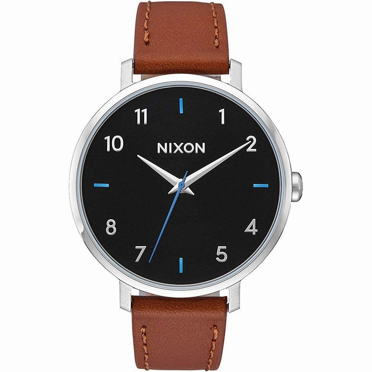 Nixon Women's Quartz Watch - Arrow Black Dial Leather Strap Steel Case | A1091019
