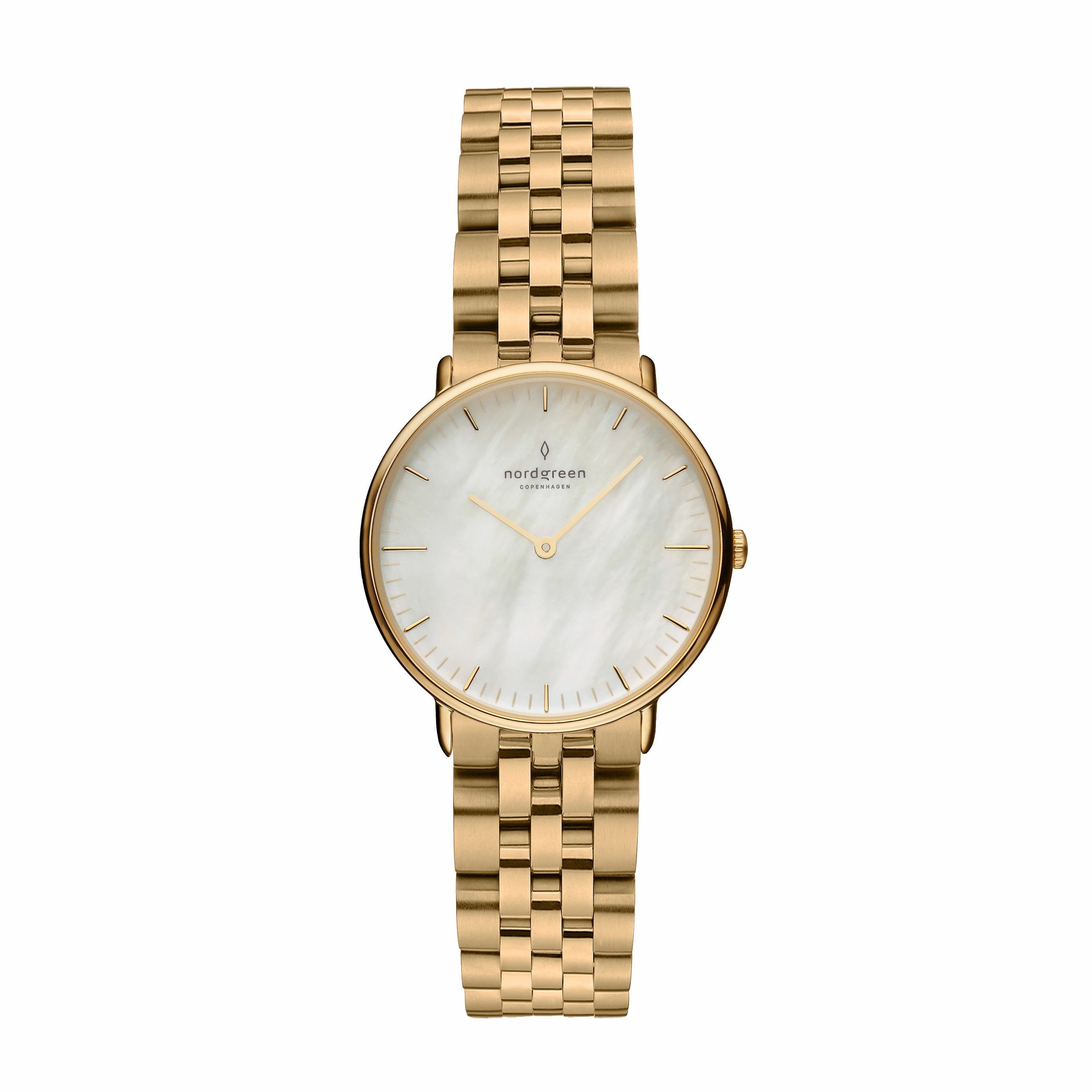 Nordgreen Native 28mm Women's Gold 5 Link Bracelet Mother of Pearl Watch