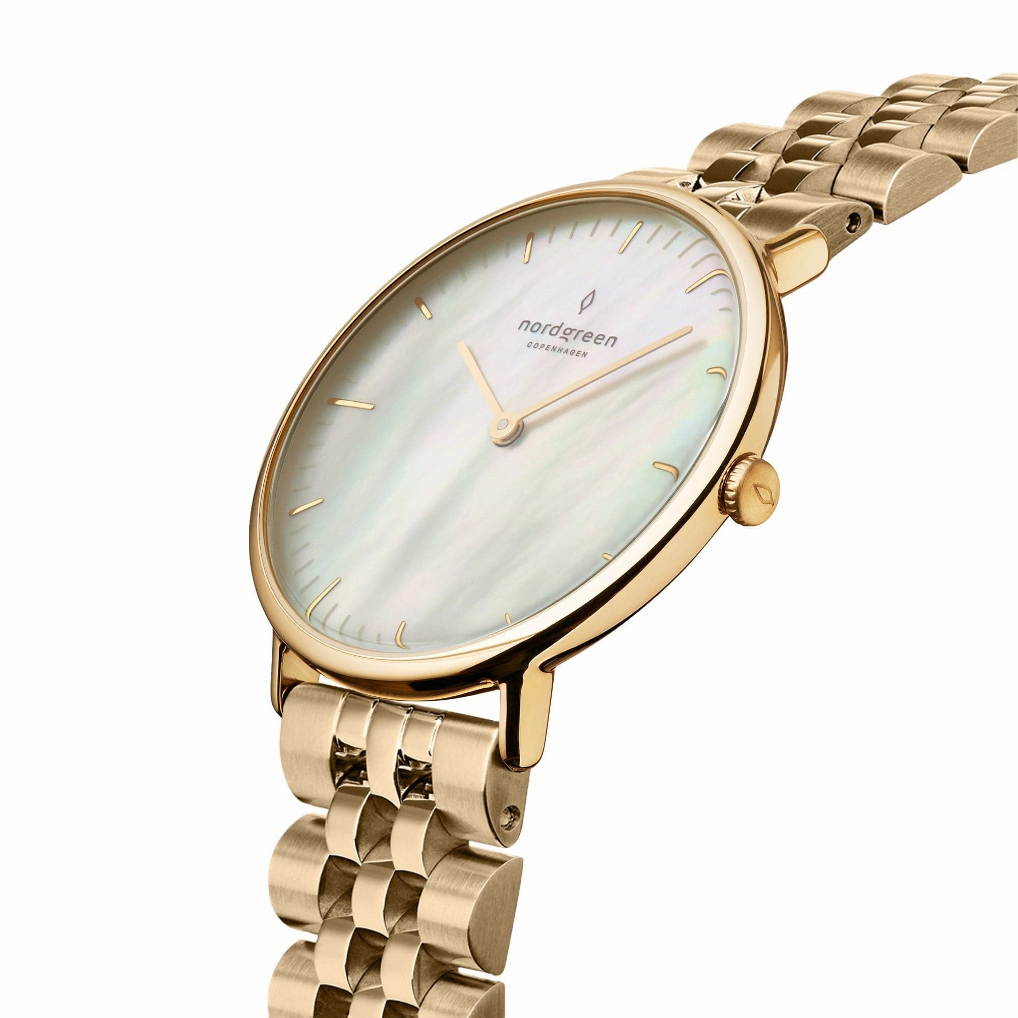Nordgreen Native 28mm Women's Gold 5 Link Bracelet Mother of Pearl Watch