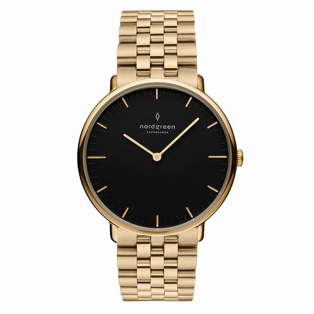 Nordgreen Native 36mm 5 Link Bracelet Men's Gold Dress Watch