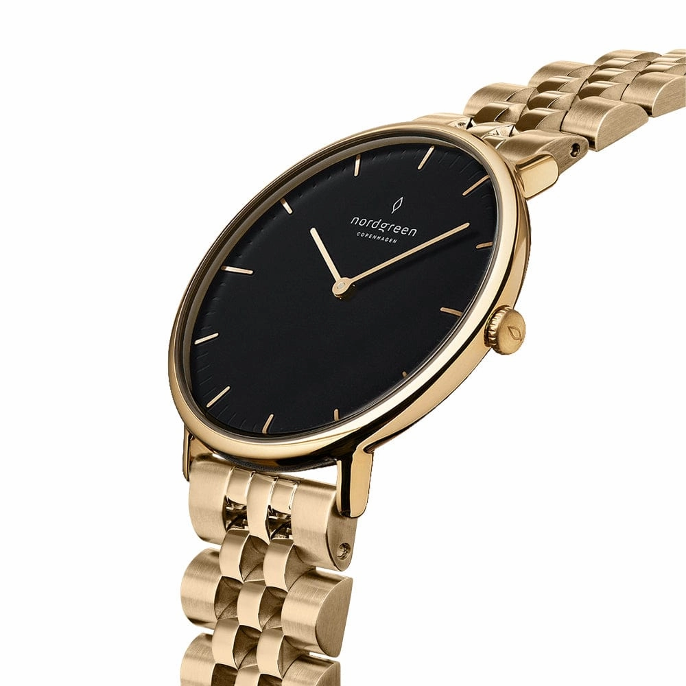 Nordgreen Native 36mm 5 Link Bracelet Men's Gold Dress Watch