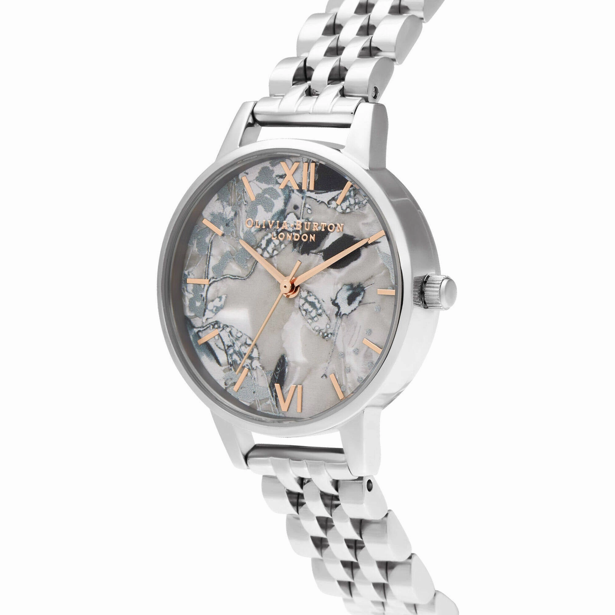 Olivia Burton Women's Watch - Abstract Florals Mop Dial Silver Bracelet | OB16VM38
