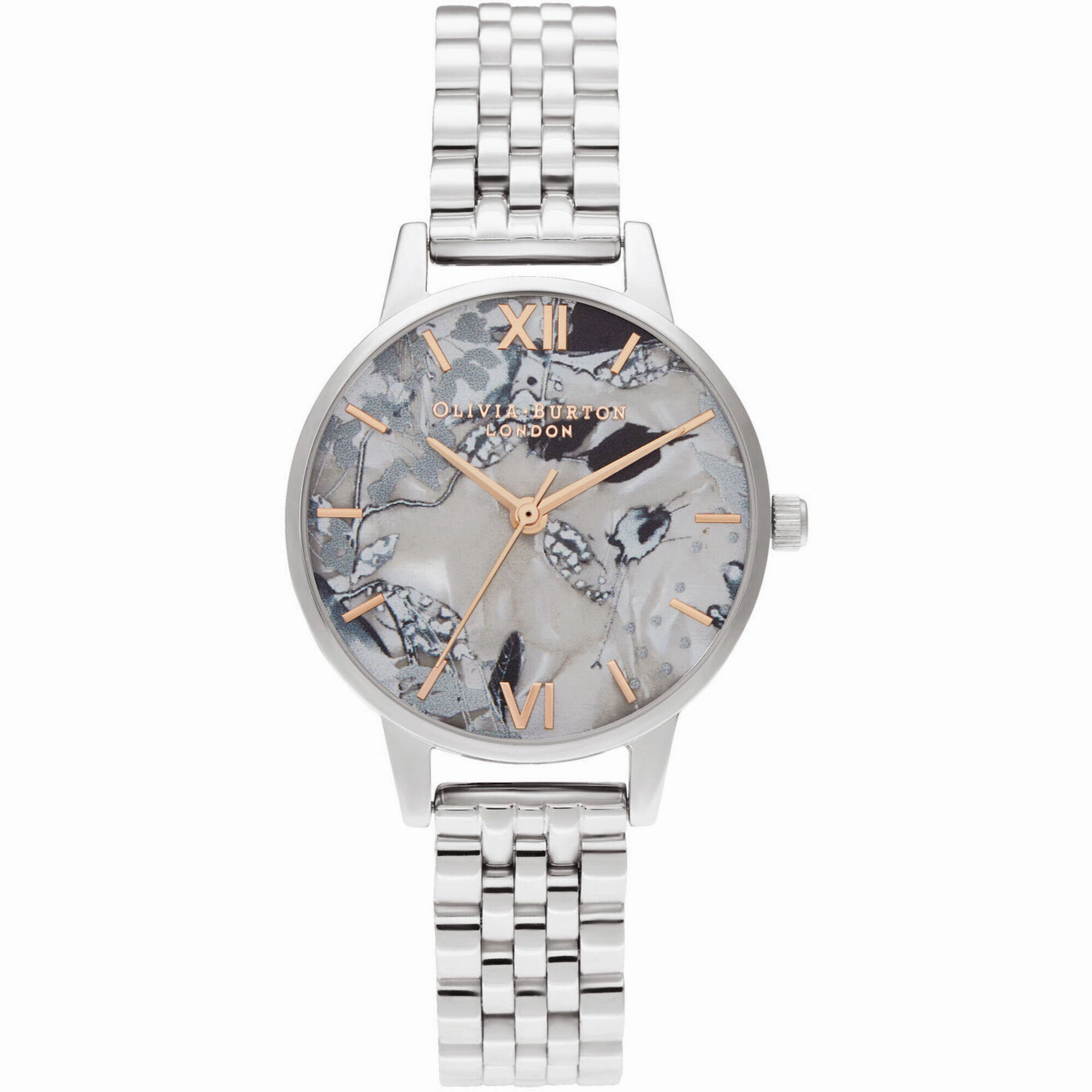 Olivia Burton Women's Watch - Abstract Florals Mop Dial Silver Bracelet | OB16VM38