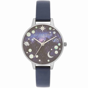 Olivia Burton Women's Watch - Celestial Quartz Black Dial Leather Strap | OB16GD82