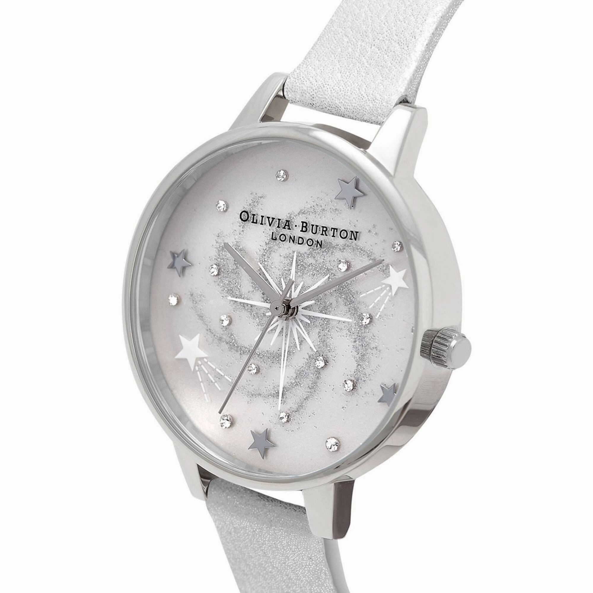 Olivia Burton Women's Watch - Celestial Silver Tone Dial Grey Strap | OB16GD84
