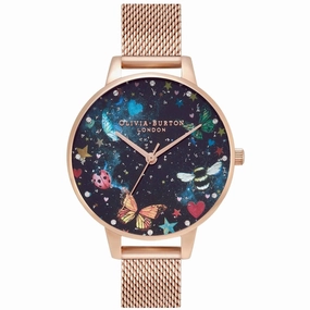 Olivia Burton Women's Watch - Night Garden Rose Gold Steel Mesh Bracelet | OB16WG90