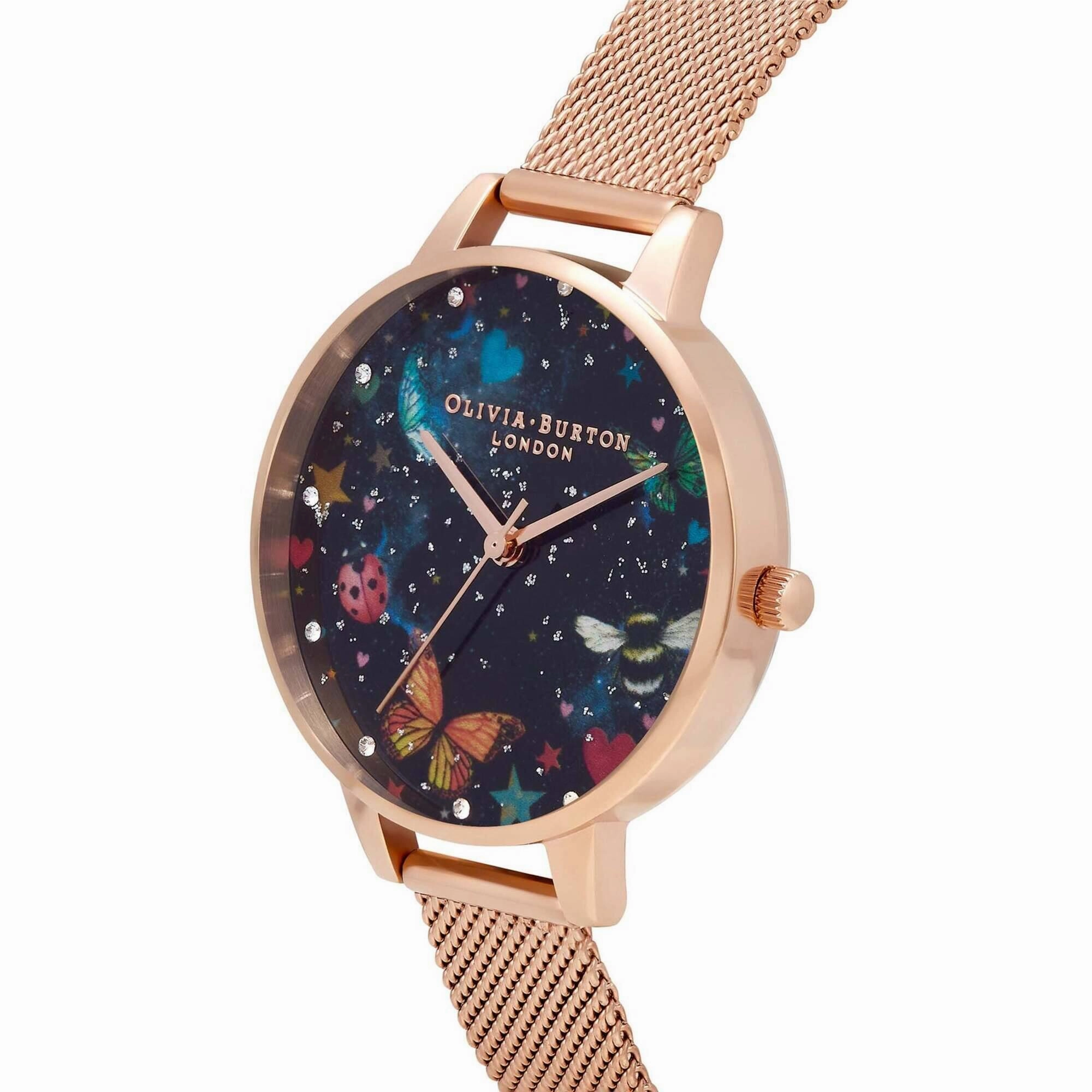 Olivia Burton Women's Watch - Night Garden Rose Gold Steel Mesh Bracelet | OB16WG90