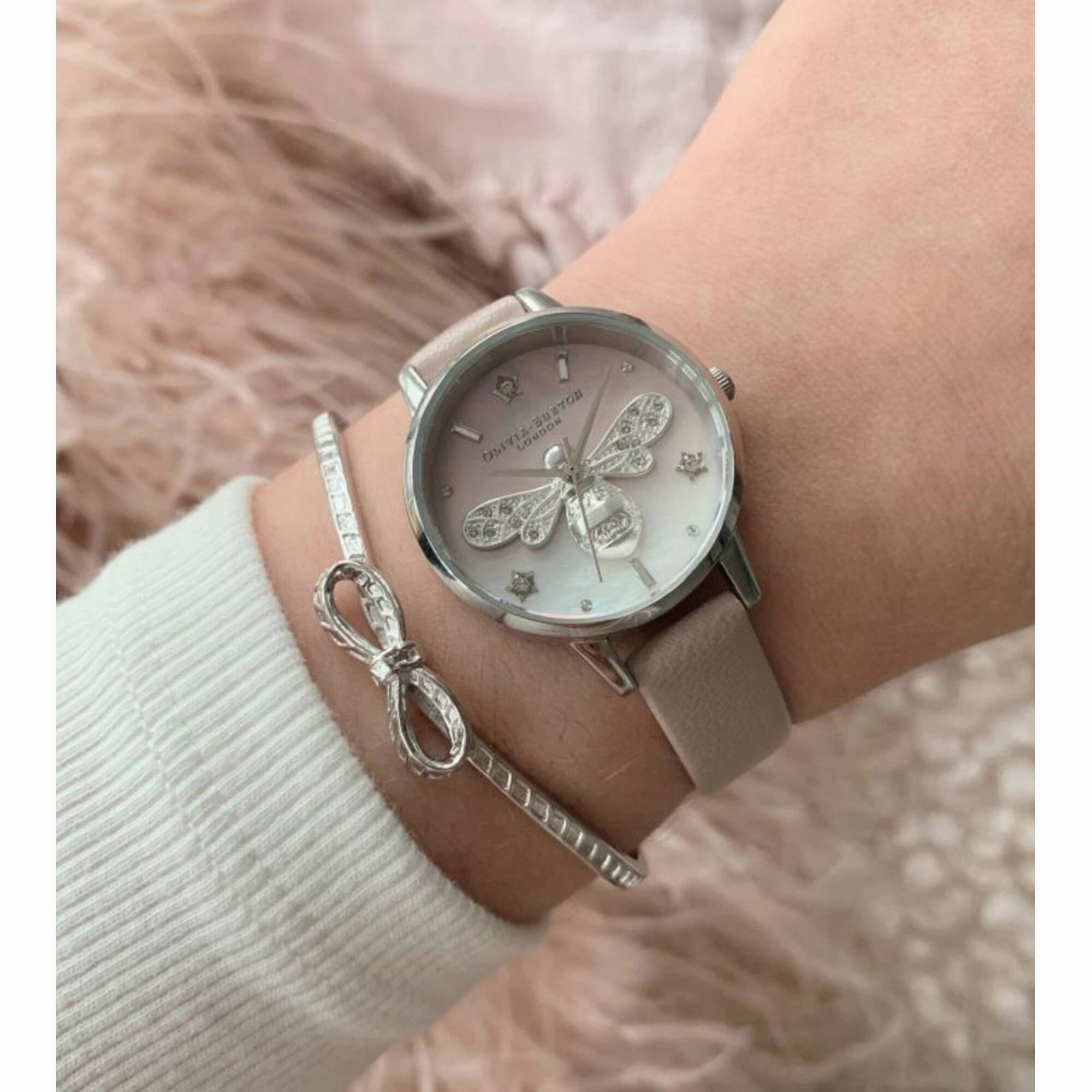 Olivia Burton Women's Watch - Sparkle Bee Quartz Pink Leather Strap | OB16GB09