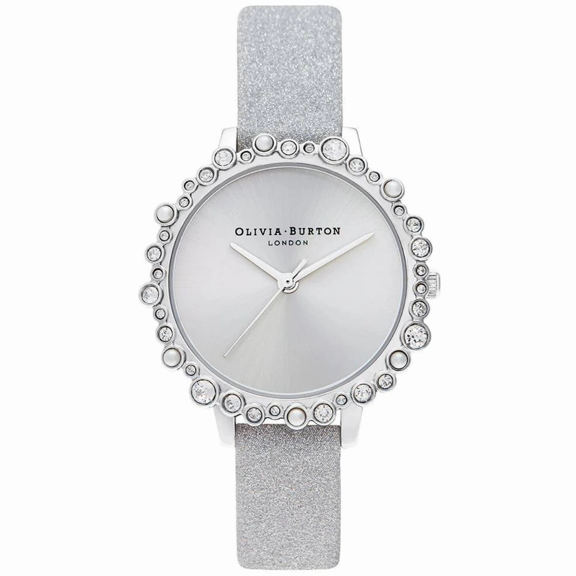Olivia Burton Women's Watch - Under The Sea Silver Glitter Leather Strap | OB16US52