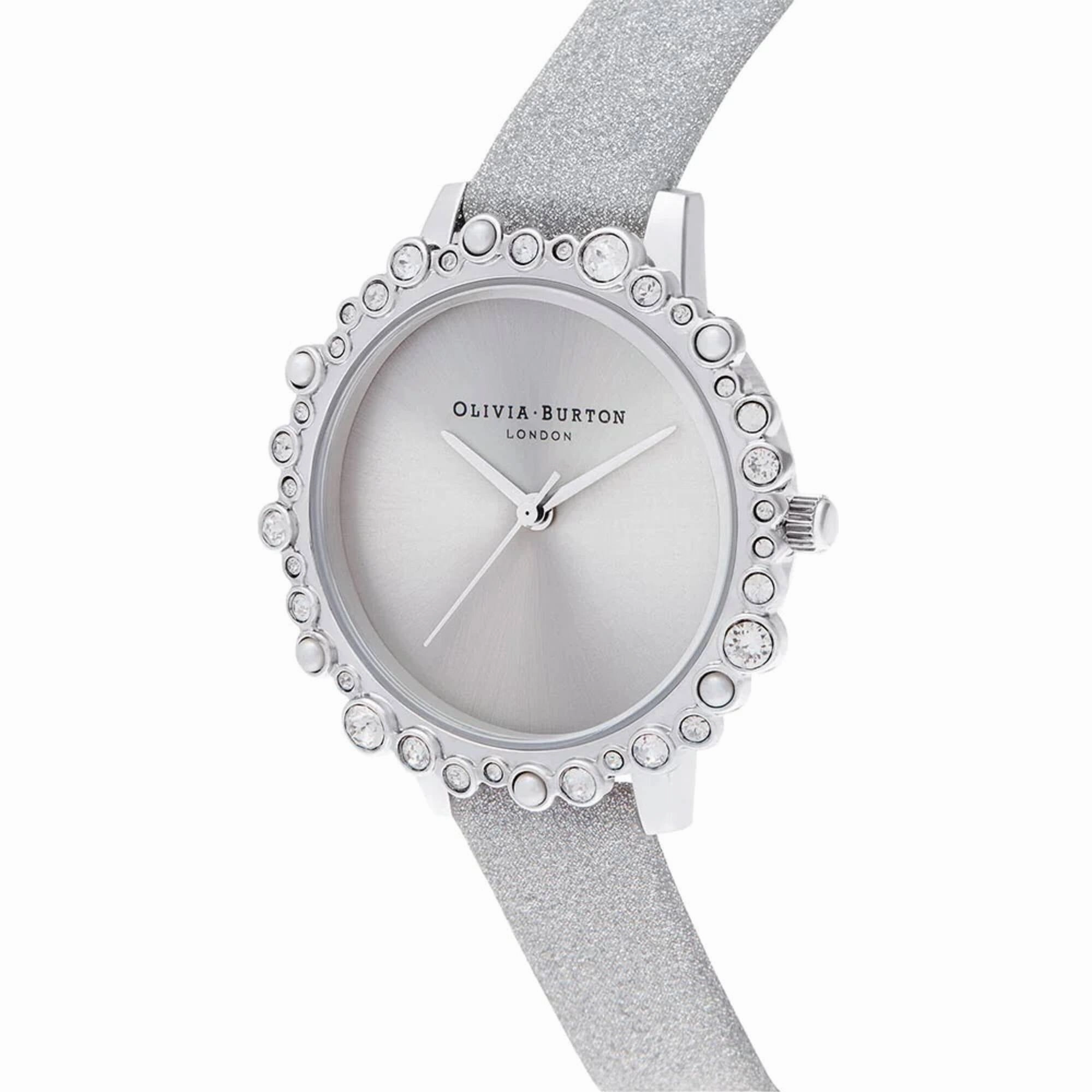 Olivia Burton Women's Watch - Under The Sea Silver Glitter Leather Strap | OB16US52