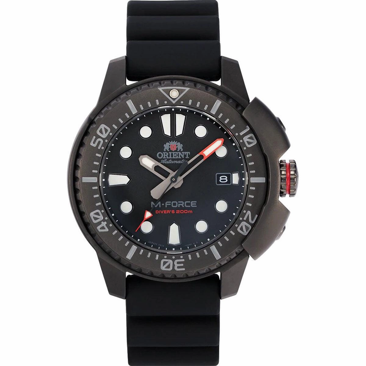 Orient Men's Automatic Watch - M-Force Dive Black Dial Rubber Strap | RA-AC0L03B00B