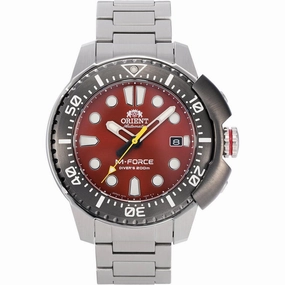 Orient Men's Automatic Watch - M-Force Dive Red Dial Steel Bracelet | RA-AC0L02R00B