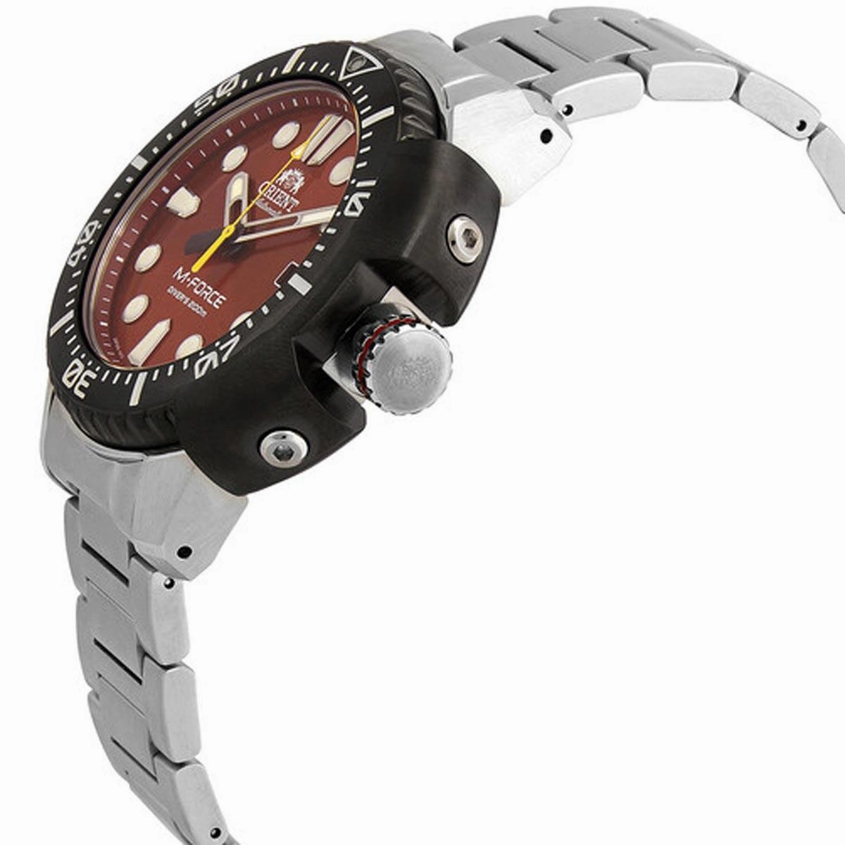 Orient Men's Automatic Watch - M-Force Dive Red Dial Steel Bracelet | RA-AC0L02R00B