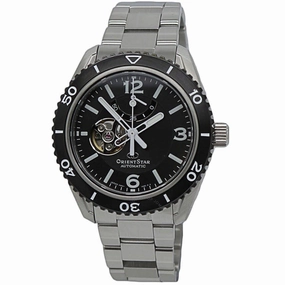 Orient Men's Automatic Watch - Star Open Heart Black Dial Bracelet | RE-AT0101B00B