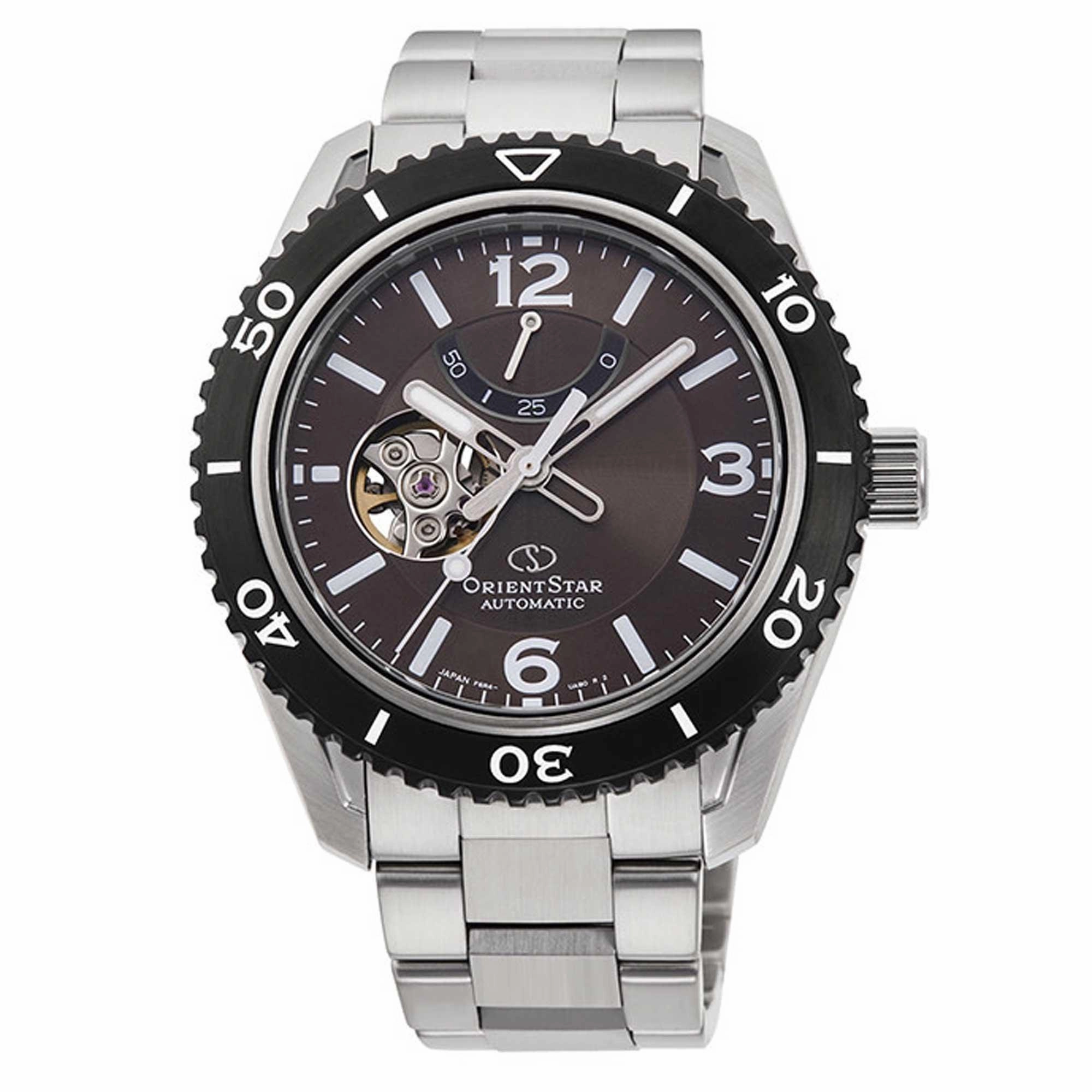 Orient Men's Automatic Watch - Star Open Heart Brown Dial Bracelet | RA-AT0102Y00B