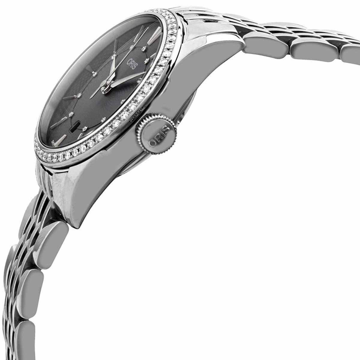 Oris Women's Automatic Watch - Artelier Diamond Date Grey Dial | 01 561 7722 4953MB