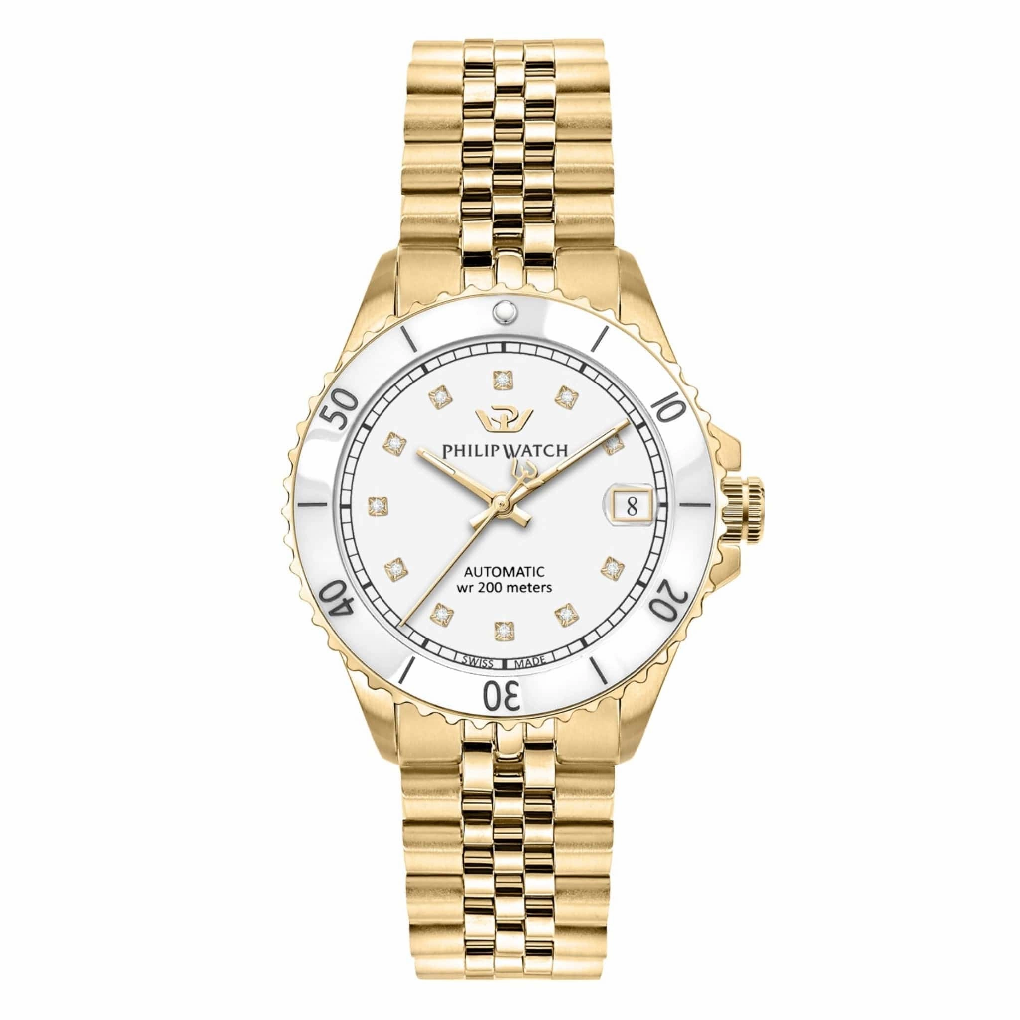 Philip Watch Caribe Gold Ladies Automatic Swiss Made Diving Timepiece