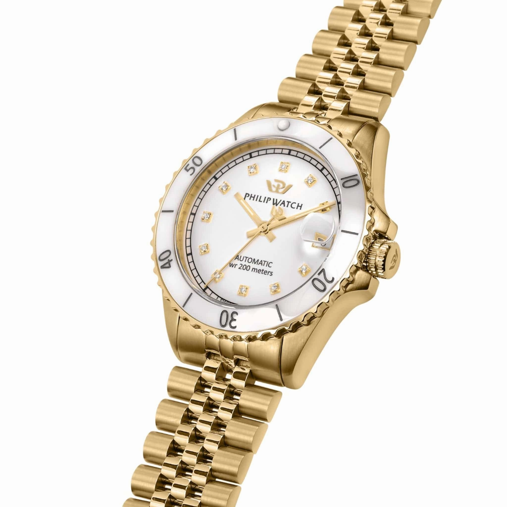 Philip Watch Caribe Gold Ladies Automatic Swiss Made Diving Timepiece
