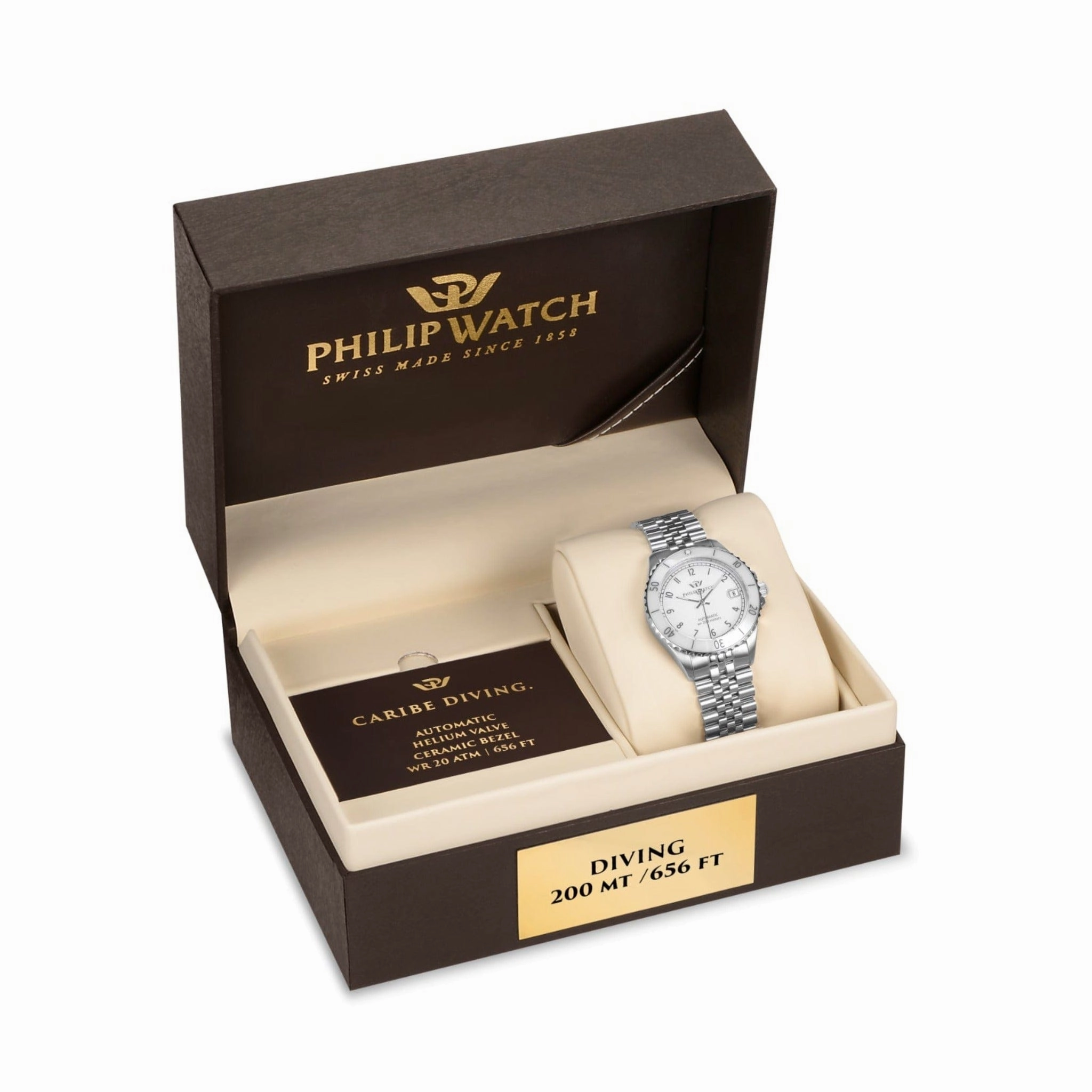 Philip Watch Caribe Swiss Made Diving Stainless Steel Ladies Automatic