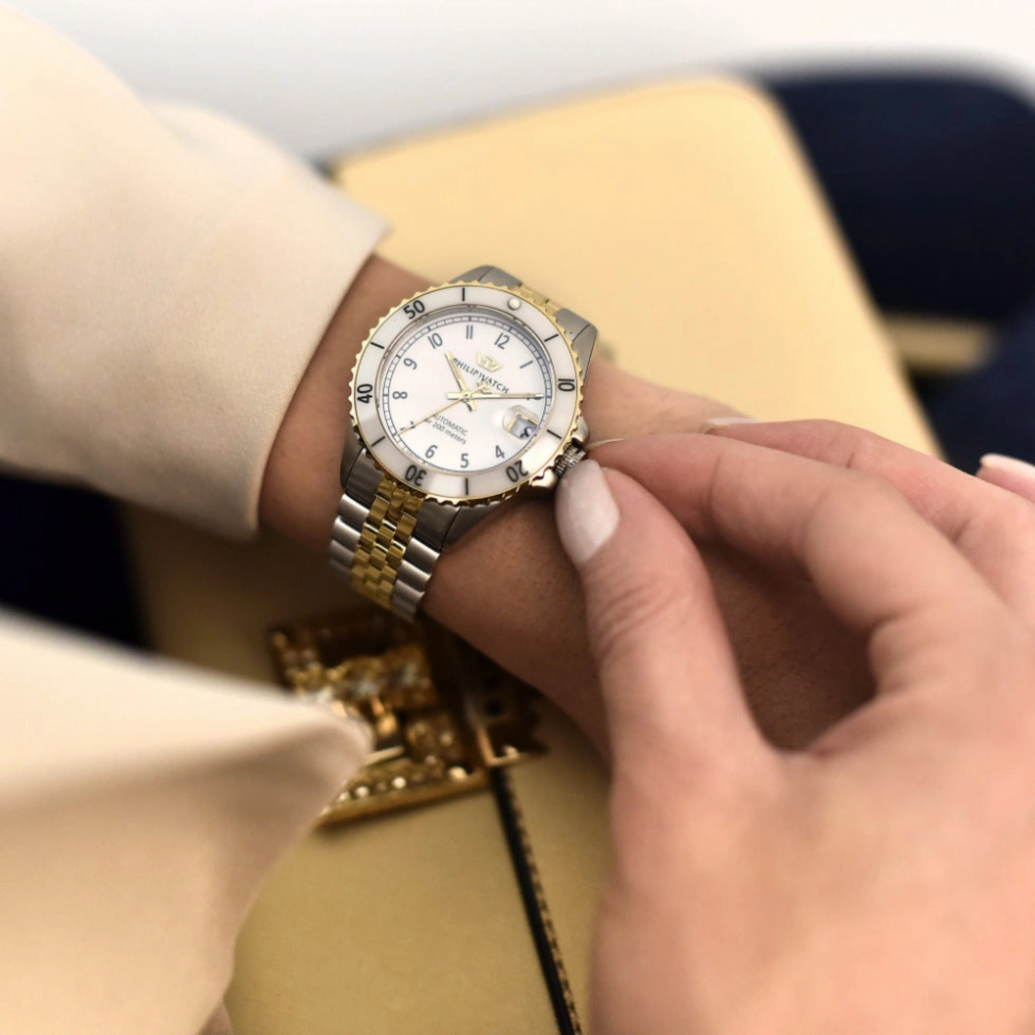 Philip Watch Caribe Swiss Made Diving Two Tone Ladies Automatic