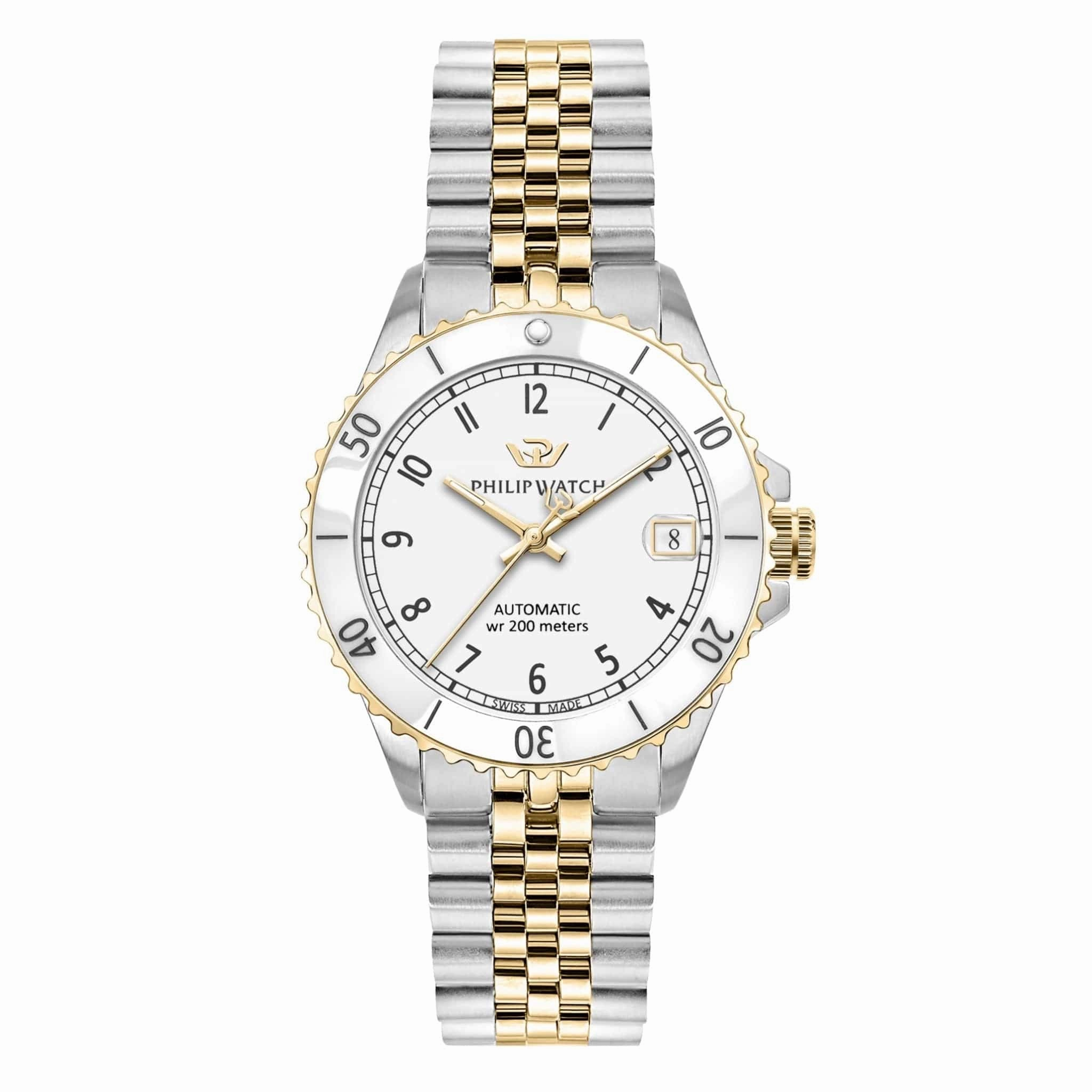 Philip Watch Caribe Swiss Made Diving Two Tone Ladies Automatic