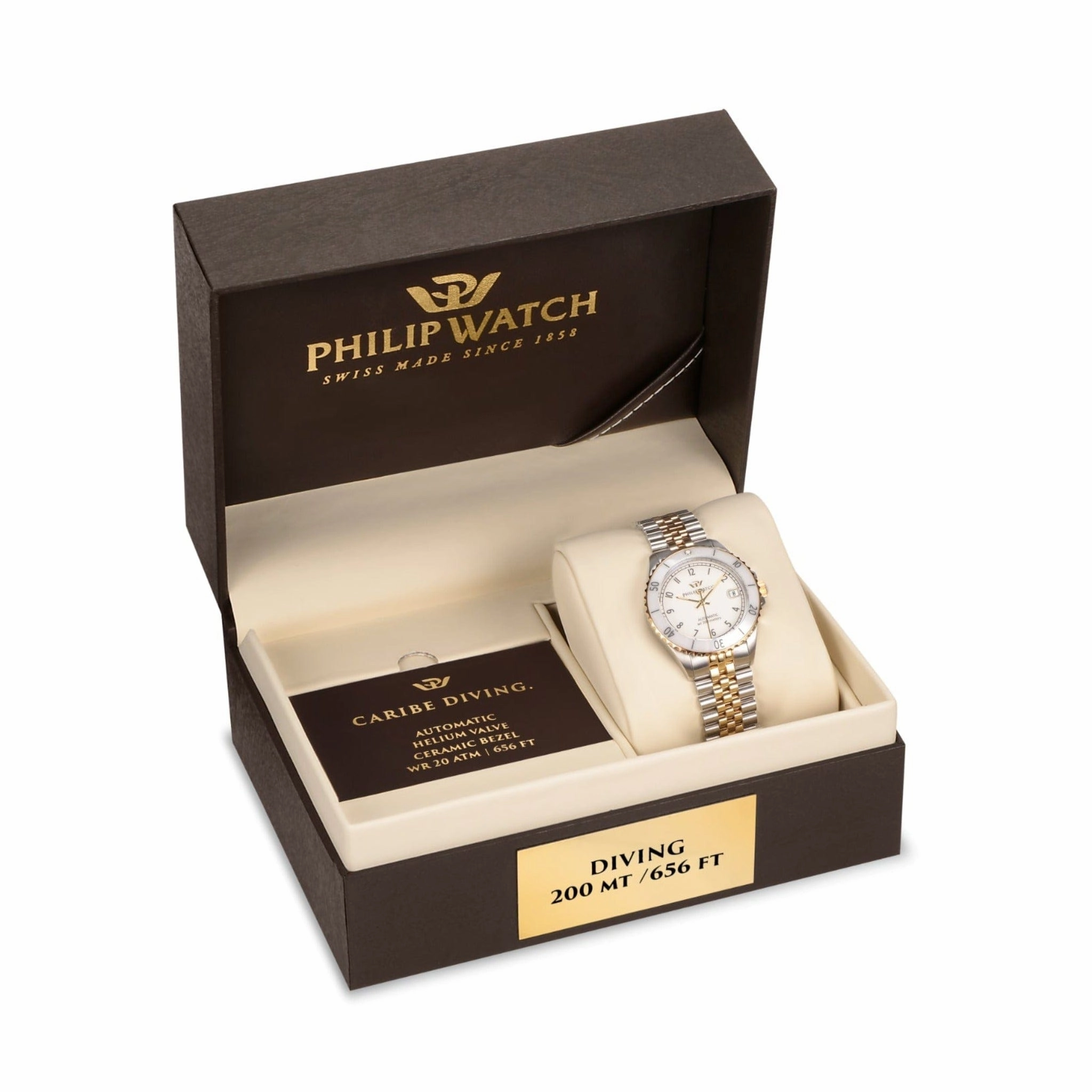 Philip Watch Caribe Swiss Made Diving Two Tone Ladies Automatic