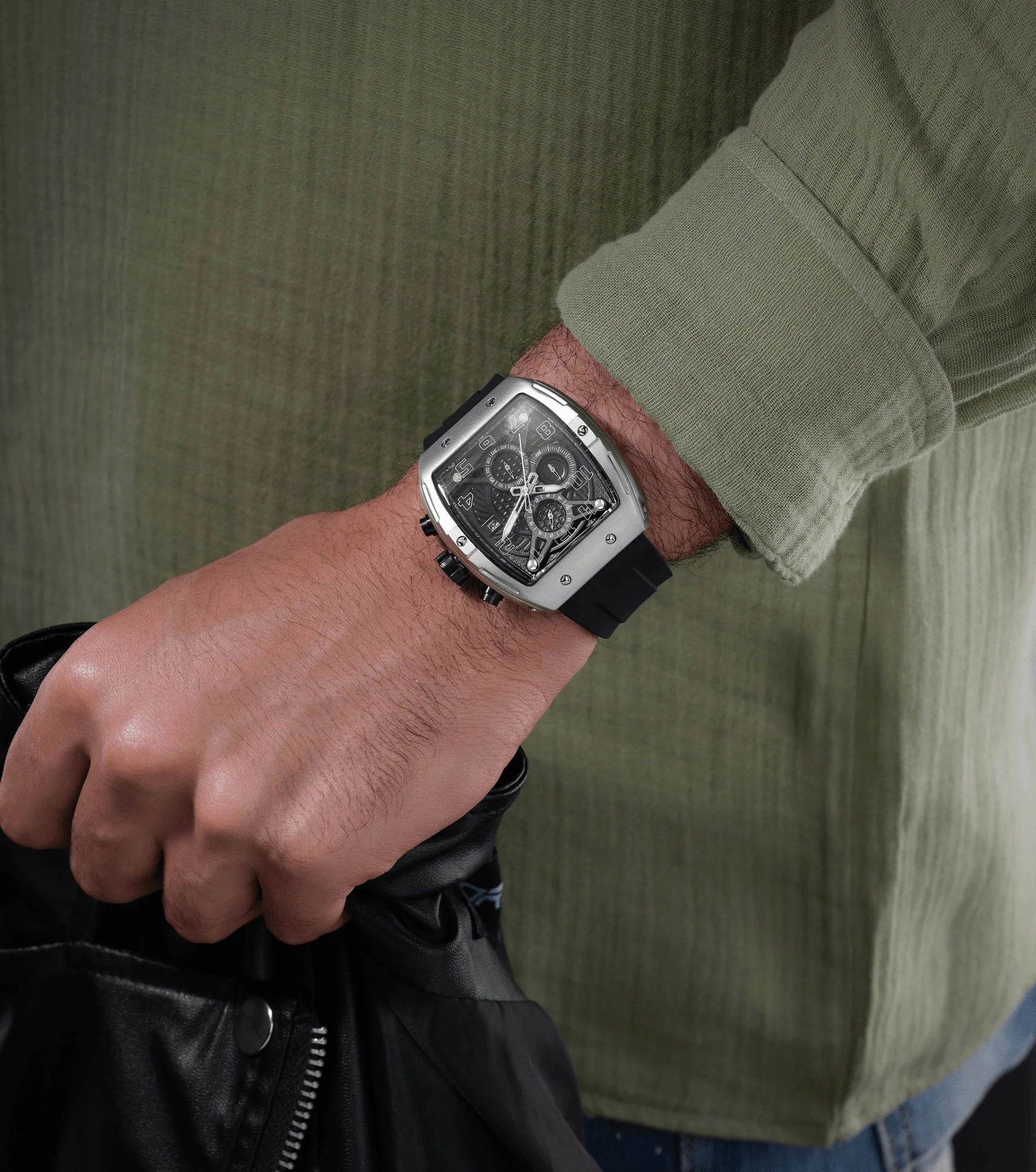 Police Coswig gents Black Dial Black Silicone Starp Watch