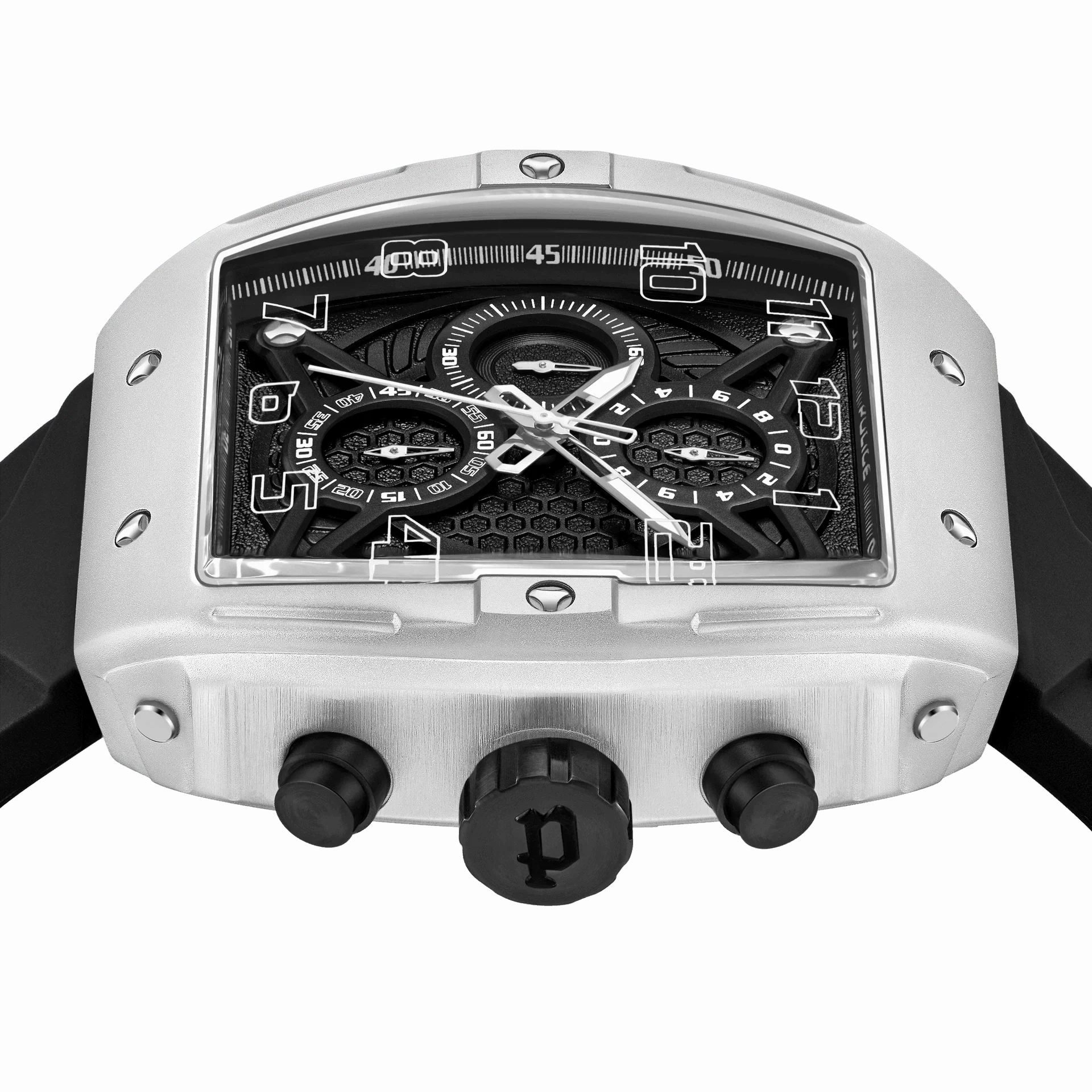 Police Coswig gents Black Dial Black Silicone Starp Watch
