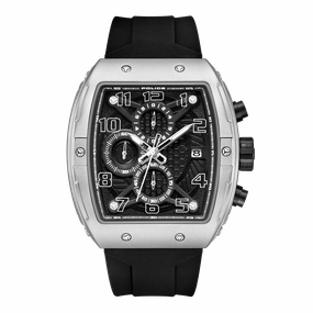 Police Coswig gents Black Dial Black Silicone Starp Watch