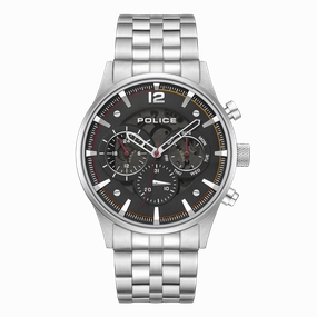 Police Driver II Gents Black Dial Stainless Steel Watch