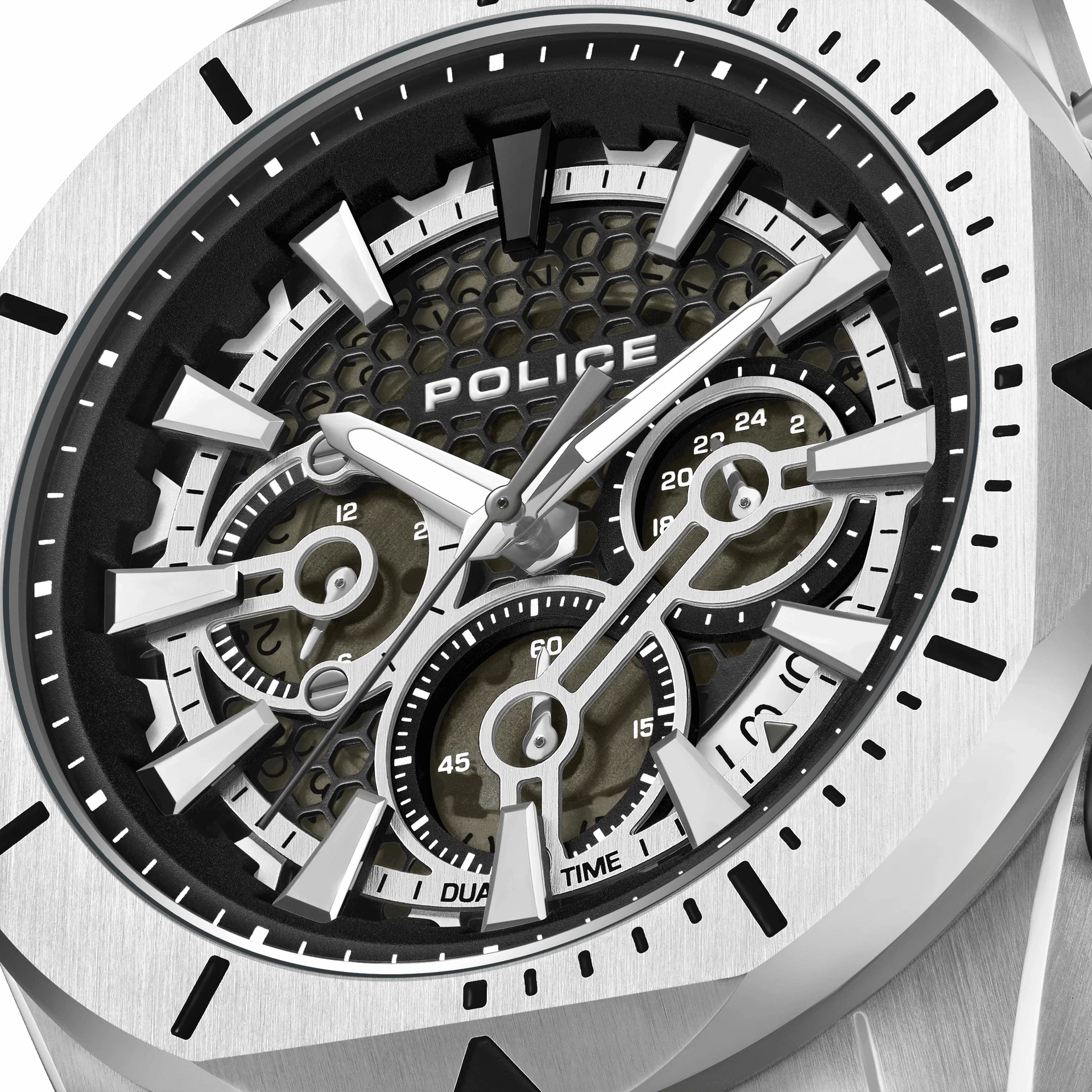 Police Electrical Gents Green Dial Brown Leather Strap Watch