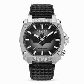Police Forever Batman Gents Semi Transparent Black Dial Black Leather Strap Watch