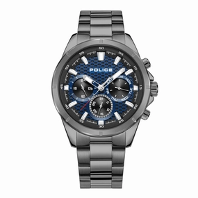 Police Malawi Gents Black & Blue Dial Gun Bracelet Watch