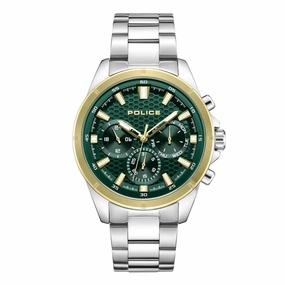 Police Motion Gents Green Dial Stainless Steel Watch