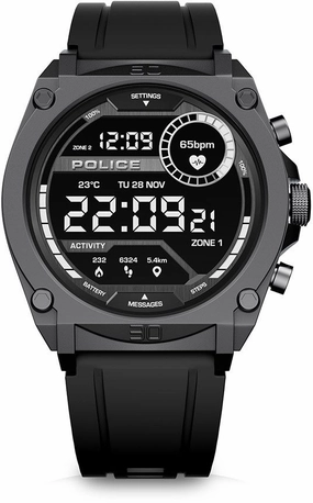 Police My Avatar Gun Full Matt and Glossy Black Silicone Unisex Smartwatch