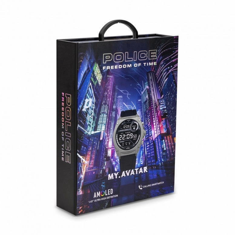 Police My Avatar Gun Full Matt and Glossy Black Silicone Unisex Smartwatch