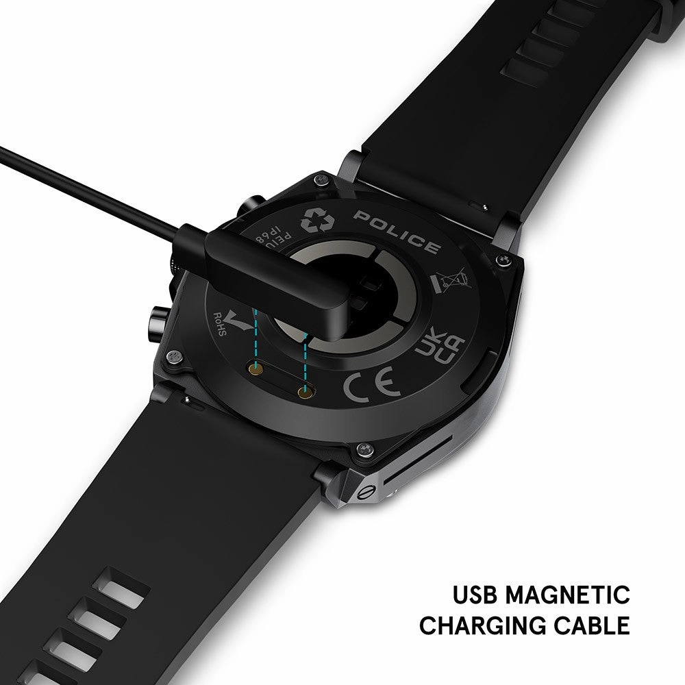 Police My Avatar Gun Full Matt and Glossy Black Silicone Unisex Smartwatch