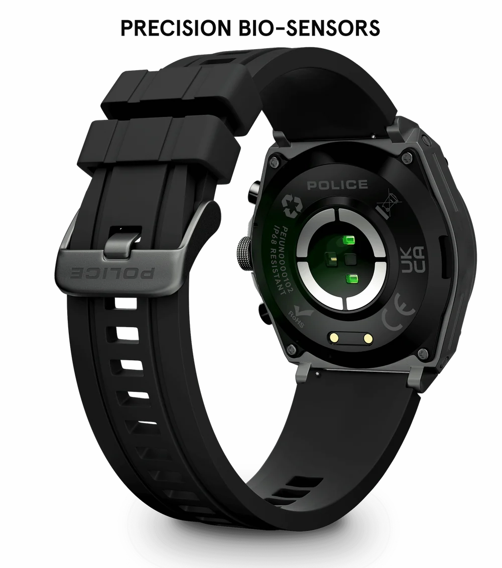 Police My Avatar Silver Matt and Glossy Black Silicone Unisex Smartwatch