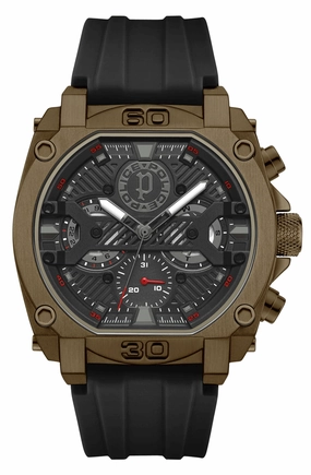 Police Norwood Gents Balck Dial Bronze Case Black Silicone Strap Watch